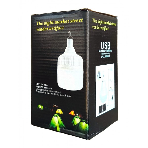 Лампа кемпінгова, 30Вт, акумуляторна, з USB зарядкою та гачком